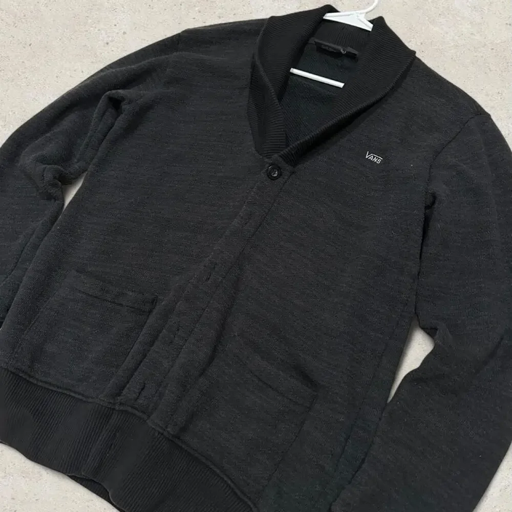 Vans Men's Shawl Collar Cardigan Sweater Heathered Charcoal Black size L